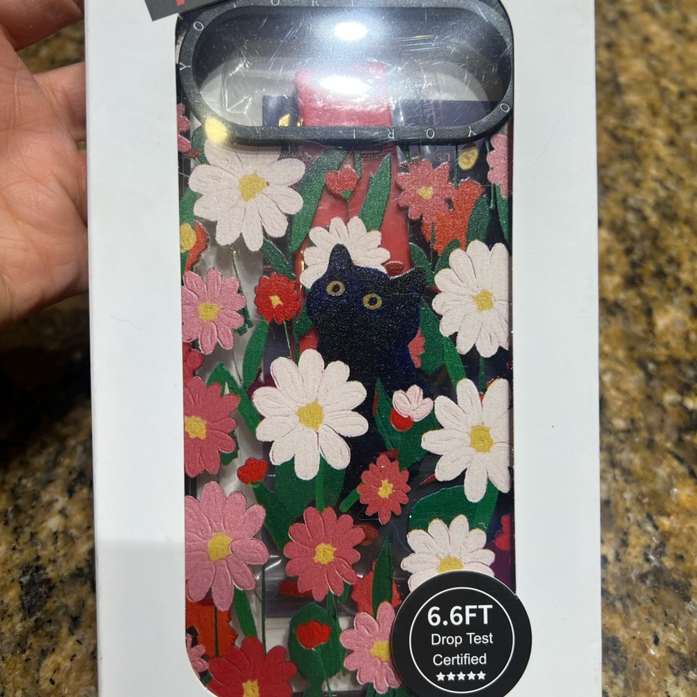 Floral Cat Protective Phone Case - Pink & Green